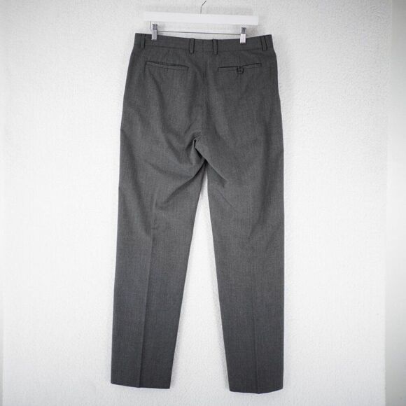 Banana Republic Gray Birdseye Polyester Flat Front Mid Rise Dress Pants 33/33 - Picture 3 of 7